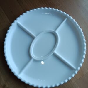 Vintage Milk Glass 5 Section Relish Serving Platter Dish Hostess Party